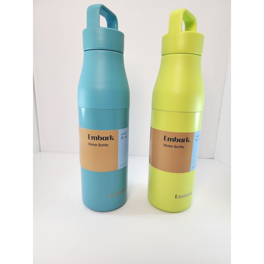 Set of Two New Insulated 24 Oz Beverage Bottles Screw Cap Spill Resistant